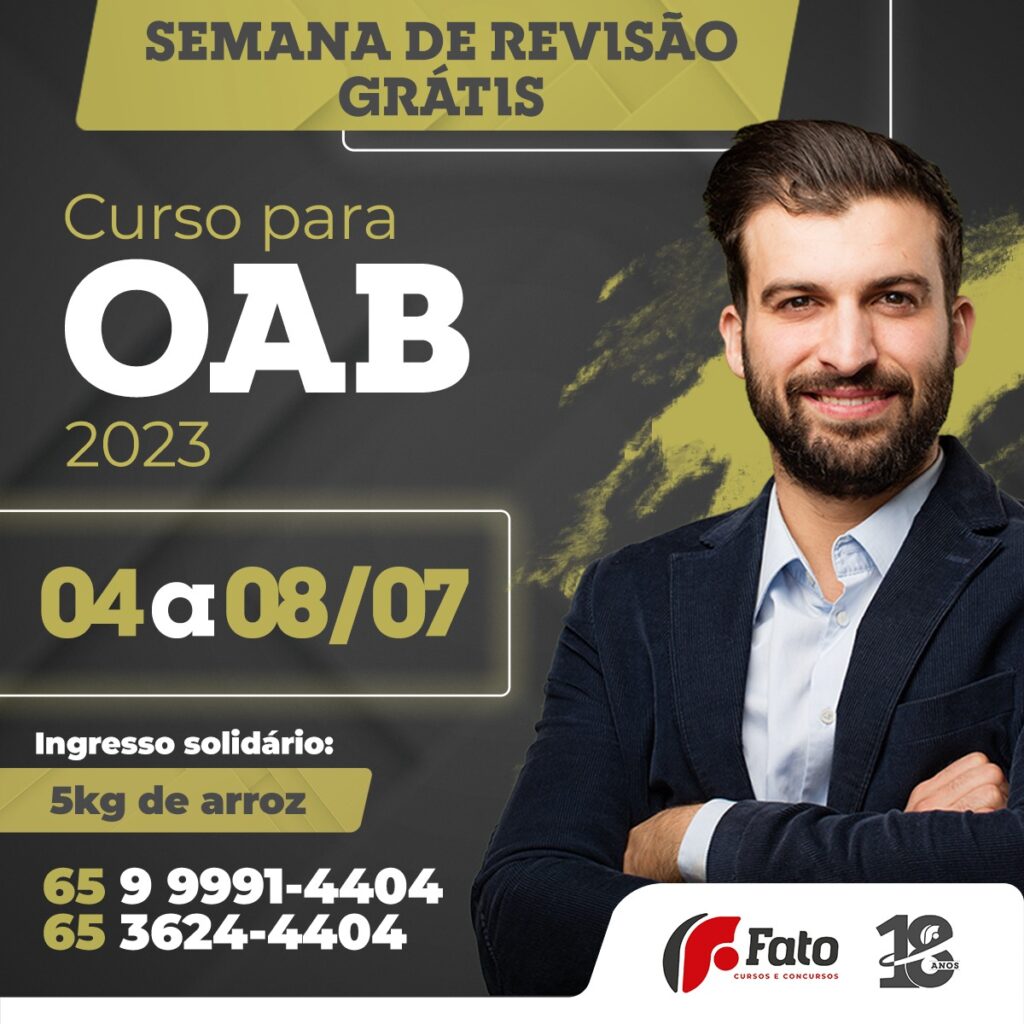 Semana de Revisão Grátis OAB 2023 Inscrição Fato Educacional